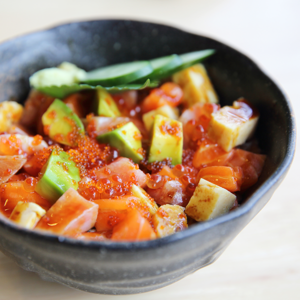 Simplicity and Elegance: Salmon and Tuna Sashimi Donburi Recipe with Brokaw Avocado & Fresh Roe