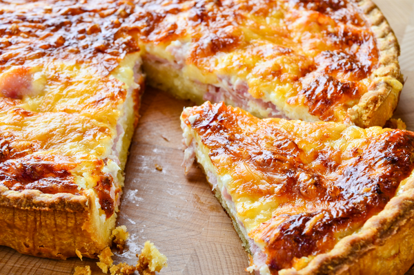 Hearty Ham and Cheese Quiche with Journeyman or Berkshire Hogs Ham and Three Babe's Pie Shells or Disks