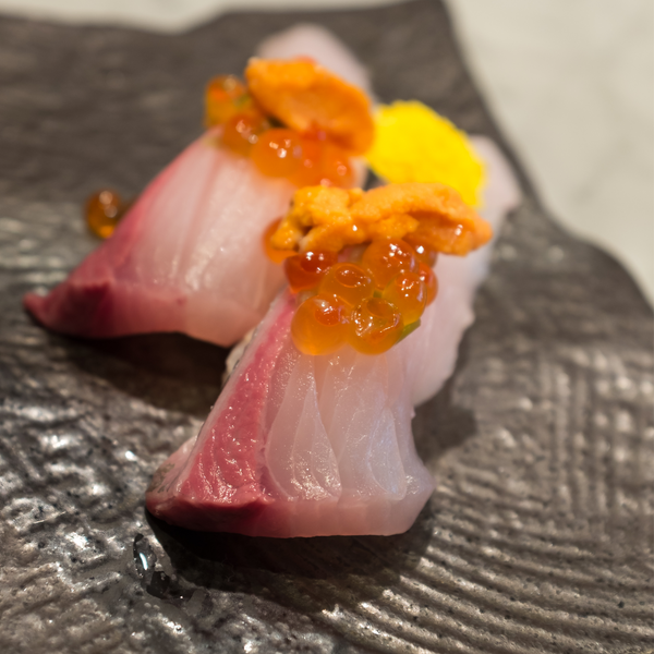 Elevate Your Sushi Game: Kampachi with Uni and Ikura Nigiri