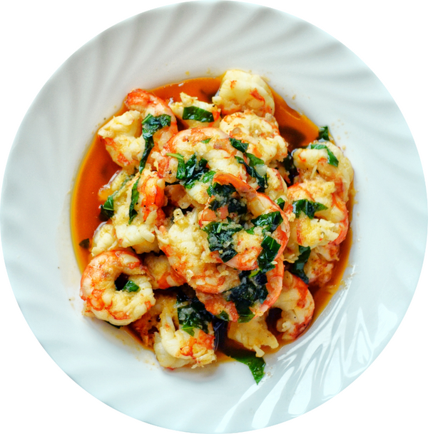 Roasted Ramps and Laughing Bird Organic Sustainable Shrimp