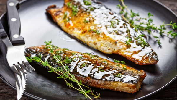 Orange Glazed Pan Fried Mackerel Fillets with Fresh Thyme and Spices