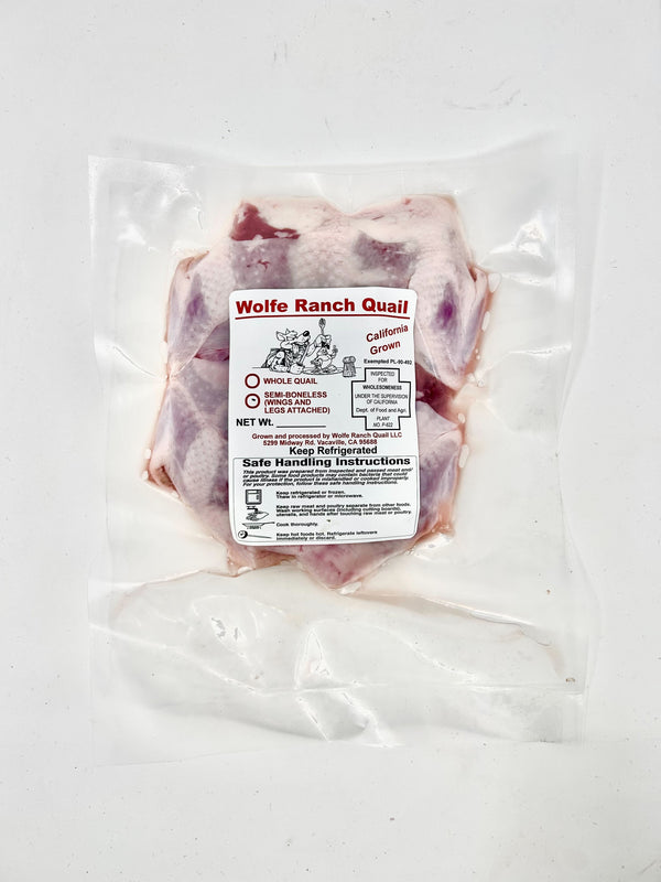 Wolfe Ranch Boneless Quail Breasts - 4ea/bag