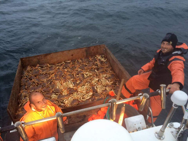 two fishermen on crabbing boats
