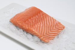 atlantic salmon on a plate on ice