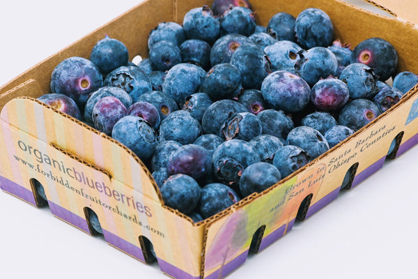 organic blueberries in a box