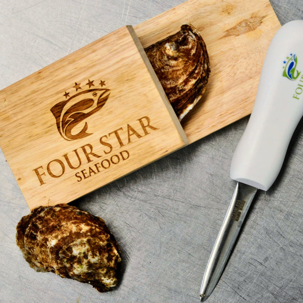 Oyster Shucking Set (Wooden Block & Knife) – Four Star Seafood and