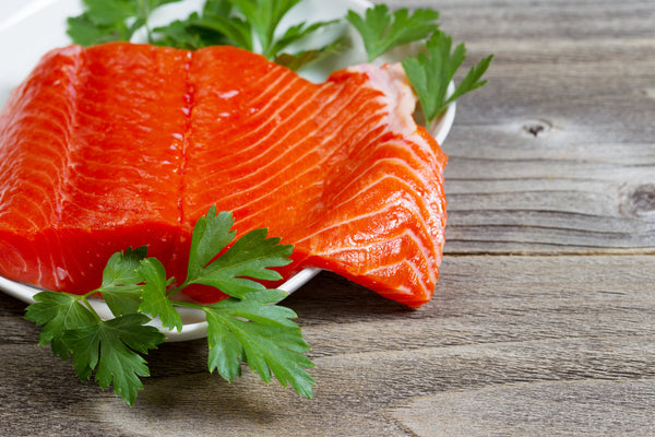 copper river sockeye salmon on a plate with parsley